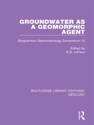 cover image of Groundwater as a Geomorphic Agent